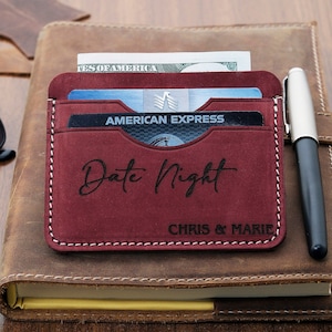 Custom Date Night Wallet, Women's Card Holder Wallet, Credit Card Case, Gift for Her, Card Holder Men, Unisex 2024 Christmas Gift, Last Minu