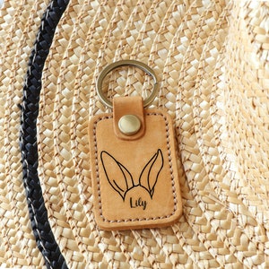 Personalized Bunny Ears Keychain, Bunny Rabbit Charm, Bunny Mom Keychain, Rabbit Keychain, Gift for Rabbit Lover, Rabbit Owner Gift