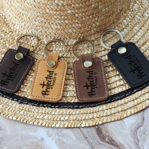 Bible Scripture Leather Keychain, Fathers Day Keychain, Christian Gift, Bible Verse Engraved Keychain, Protected Psalm 91,Cross Gift for Dad