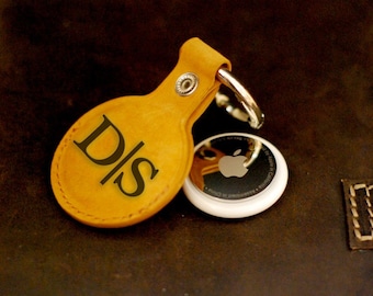 Personalized Leather AirTag Holder Custom Engraved Accessory