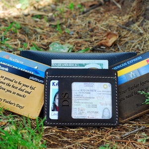 Custom Card Holder for father,Minimalist Leather Card Holder for Anniversary,Slim ID Card Holder, Leather Wallet, fathers day ID Card Holder