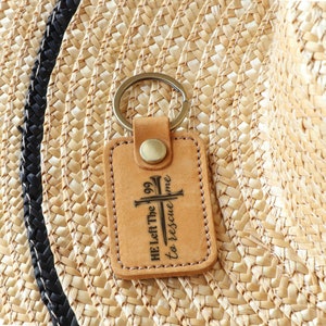 Custom Gifts for Christian Dad Grandpa, Religious Leather Keychain, He Left the 99 to Rescue Me, Cross Keychain, Catholic Key Fob