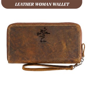 Personalized Leather Wristlet Wallet, Handmade Zipper Purse, Mothers Day Gift