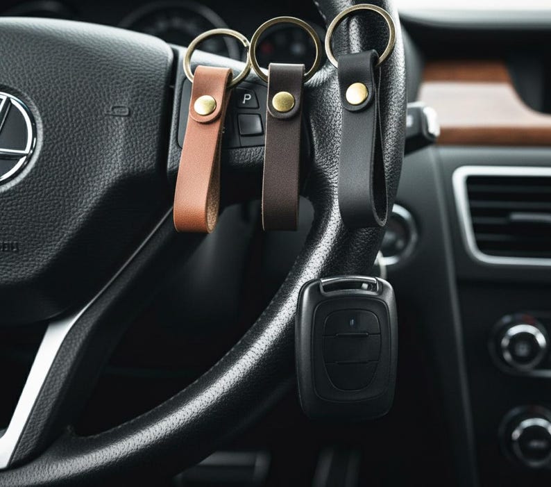 Ring Fob Rugged Leather Key Fob Personalized, Custom Engraved Leather Tag, Rugged EDC ...