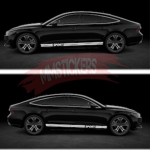 SPORT Universal Car Side Skirt Decal Stickers Body Side Sports Racing Stripe