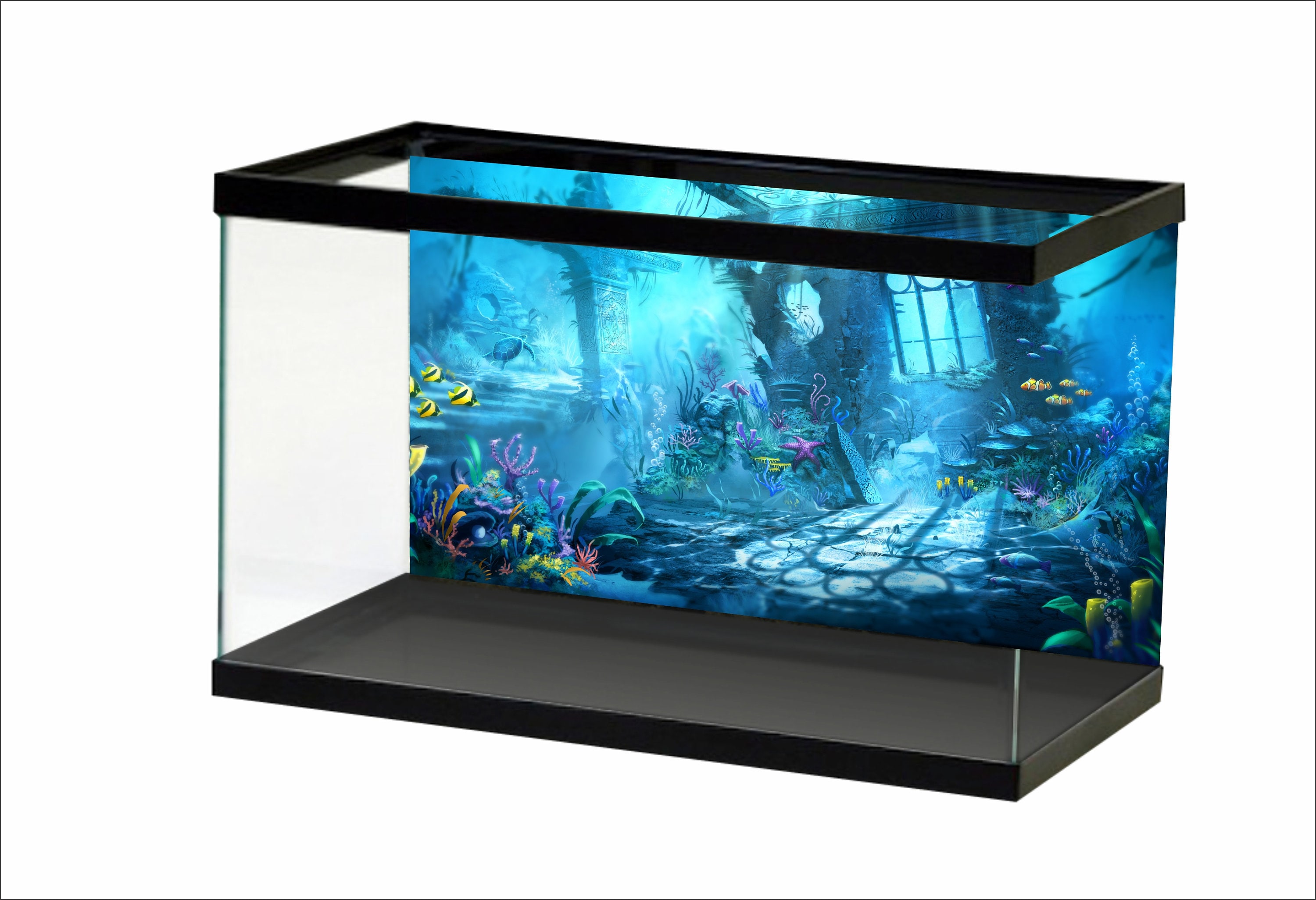 Aquarium Background Sunshine Underwater World Fish Tank Background STIKERS  