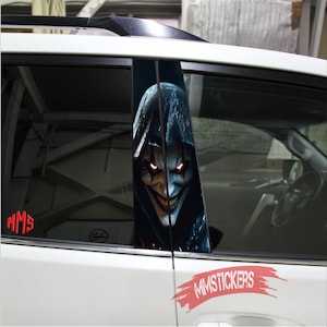 Joker B-Pillar Car Sticker - Dark Clown Horror Style Vinyl Decal | Scary Car Accessory for B Pillar