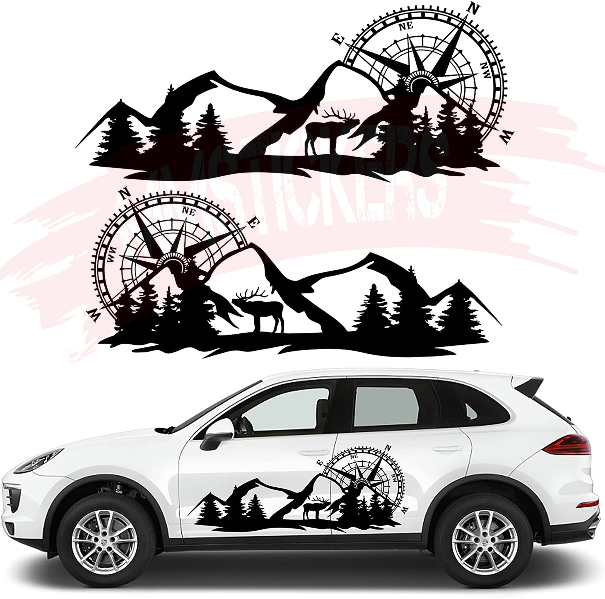 Buy Fochutech Cool Car Stickers for Men Compass Mountain Big Car