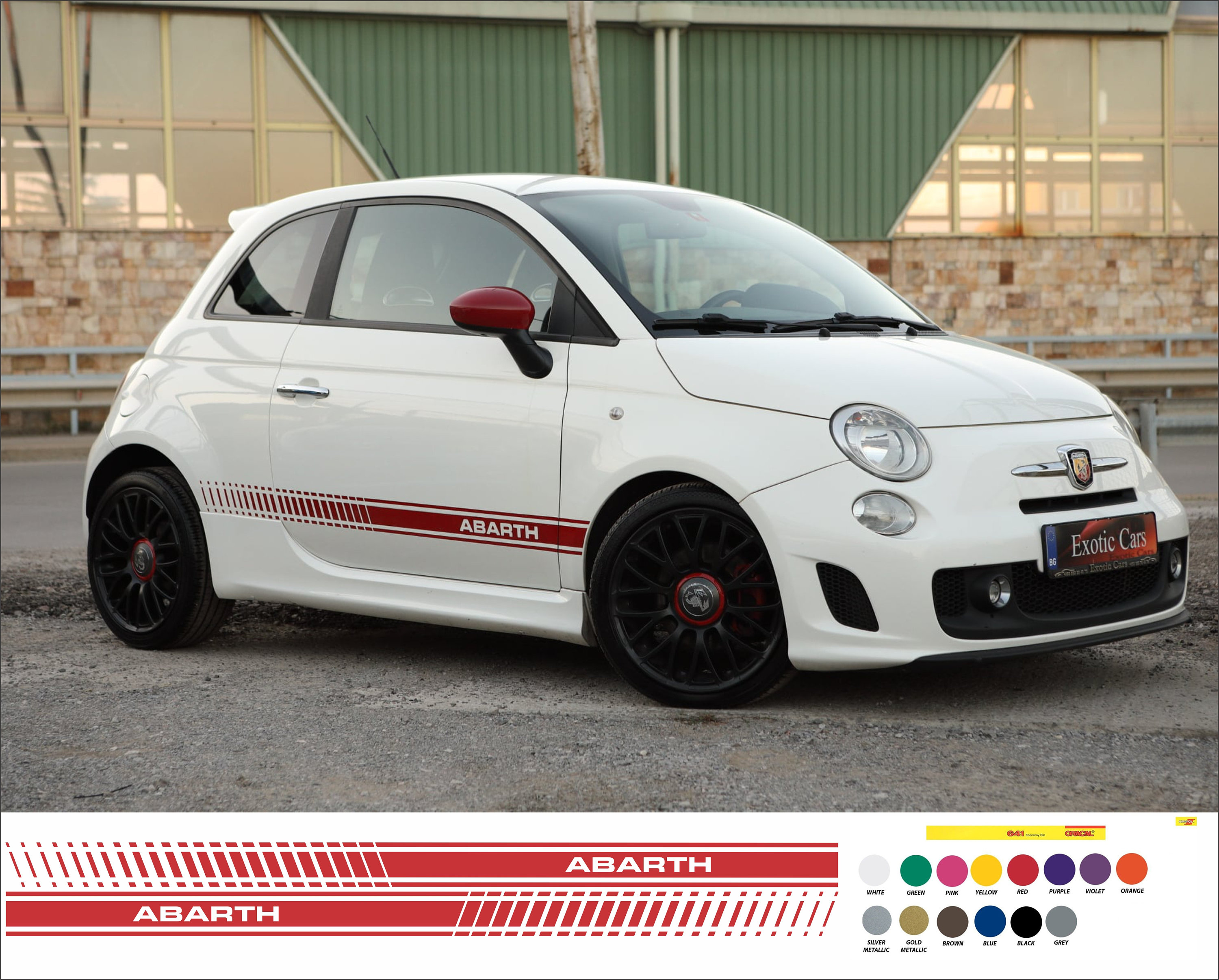 Adhesive bands Fiat 500 ABARTH 595 side strips stickers side logo hood