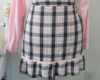 Vintage Pastel Pink Kawaii Y2K 90s Plus Size Plaid Mini Skirt