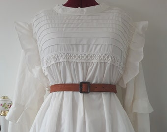 White Cottagecore Lolita Babydoll Ruffle Summer Mini Dress