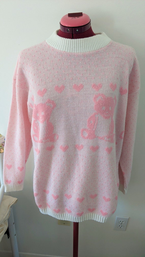 Vintage Pastel Pink Teddy-Bears & Hearts Kawaii F… - image 2