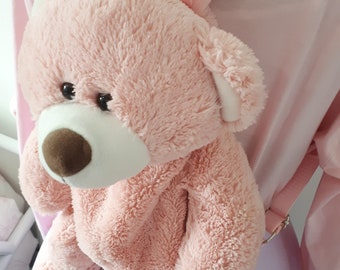 Kawaii Pink 3D Bear Plush Nylon Backpack for Adults, Lightweight & Water-Resista Pink Double Bear Head Plush Backpack | Hot Topic main image 2