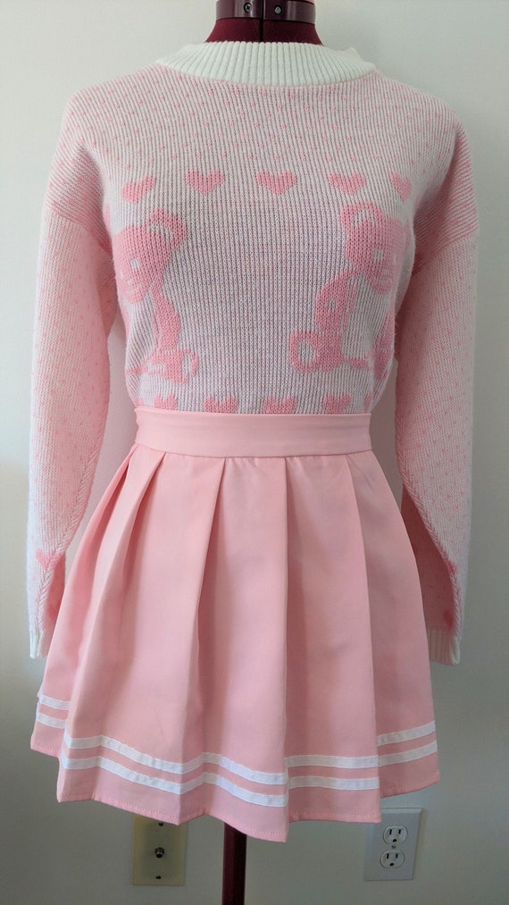 Vintage Pastel Pink Teddy-Bears & Hearts Kawaii F… - image 1