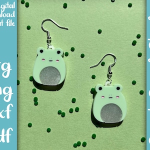 Frog Squishy Dangle Layered Acrylic Earrings SVG PNG DXF Pdf File | Laser Cut Earring File