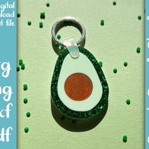 Avocado Layered Acrylic Keychain SVG PNG DXF Pdf File | Laser Cut Keychain File