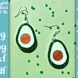 Avocado Layered Acrylic Earrings SVG PNG DXF Pdf File | Laser Cut Earring File