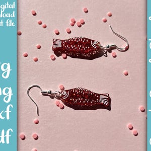 Candy Gummy Fish Dangle Earring SVG PNG DXF Pdf File | Laser Cut Earring File