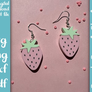 Strawberry Layered Acrylic Earrings SVG PNG DXF Pdf File | Laser Cut Earring File
