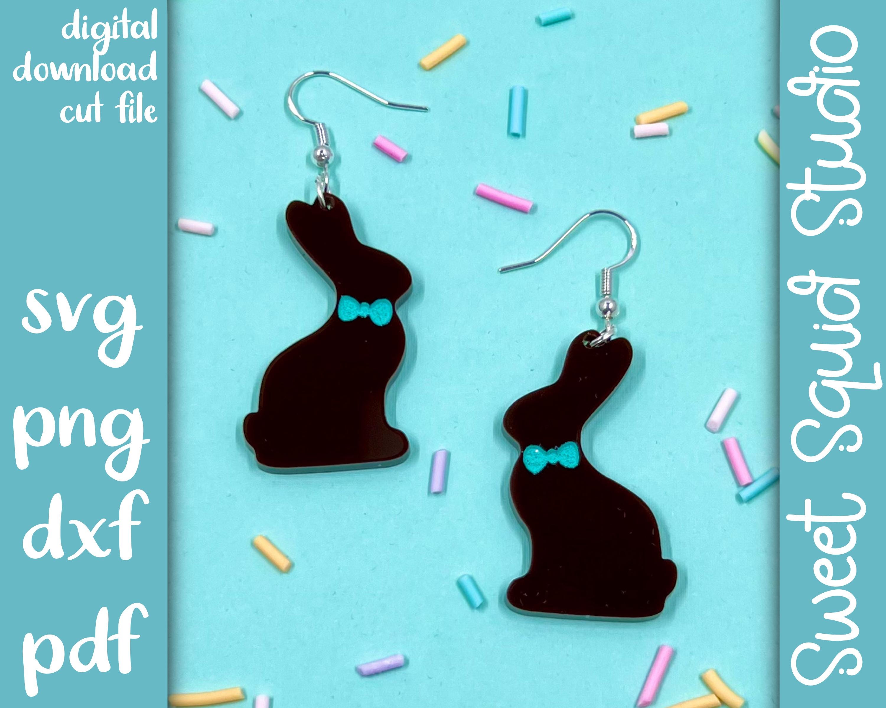 Chocolate Bunny Rabbit Easter Earrings SVG PNG DXF Pdf File | Laser Cut ...