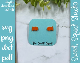 Goldfish Cracker Stud Earrings SVG PNG DXF Pdf File | Laser Cut Earrings File