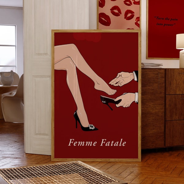 Femme Fatale Poster, Manifestation Poster, Divine Feminine, Energy Poster, Fashion Wall art, Preppy Art, Woman Poster, Dark Feminine Energy