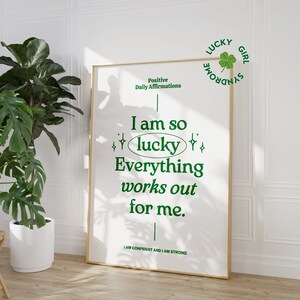 LUCKY YOU POSTER Trendy Lucky Girl Syndrome Poster, Aesthetic Print for Apartment, Preppy Wall Art, Manifestation Pink Girly Room Decor