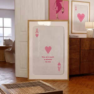 PINK CUTE POSTER Ace Card Print Trendy Wall Art Prints Pink Wall Art Digital Prints That Girl Prints Retro Girly Bedroom Printable Art