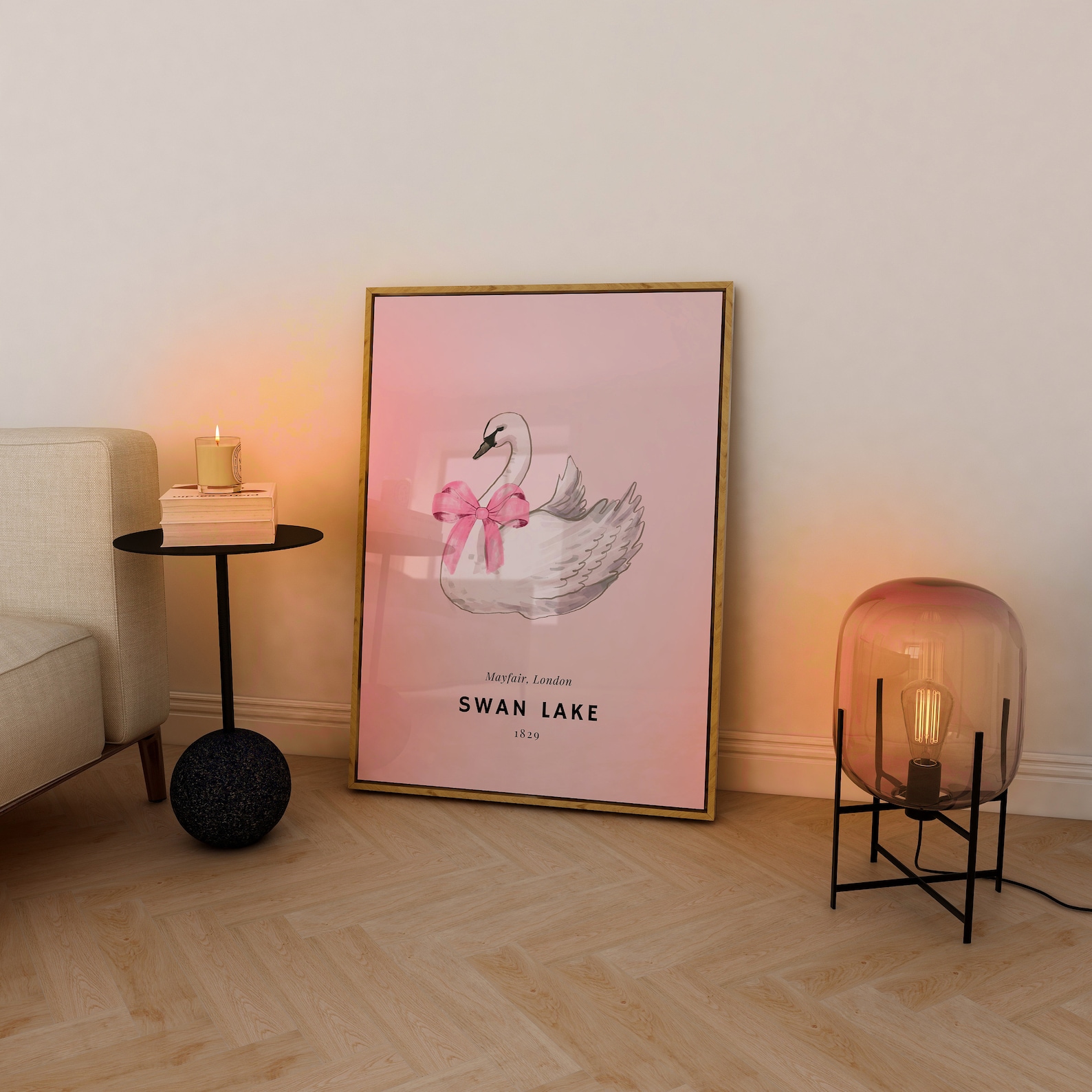 Trendy Coquette Swan With A Pink Bow Wall Art, Coquette Room Decor ...