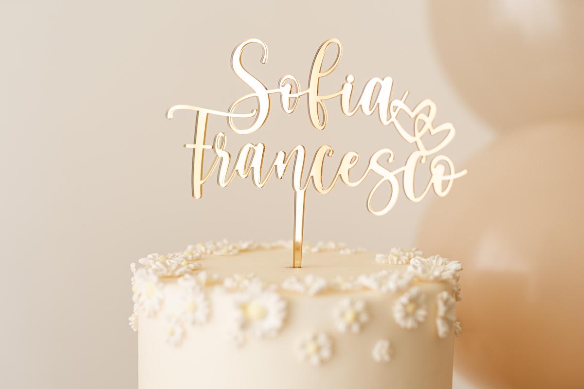 Cake Topper Hochzeit Namen Holz Acryl elegant minimal Namen personalisiert