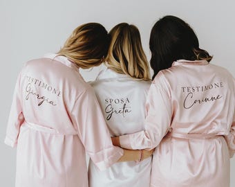 Gepersonaliseerde bruidsbadjassen, badjassen voor de bruidsjonkers, gepersonaliseerde badjassen voor de bruidsmeisjes, bruidsgeschenk, bruiloft, saliegroen, roségoud, champagne, wit