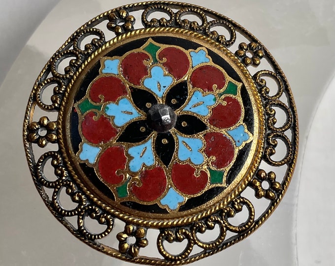 Large Champleve Enamel Button. - Etsy