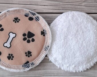 Reusable Cotton Rounds: Dog Paw Print, Egyptian Cotton Pads