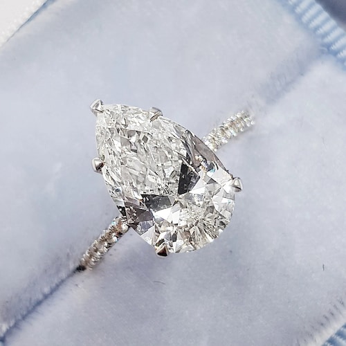 3 CT Pear Cut Moissanite Engagement Ring Pear Cut Wedding Ring - Etsy