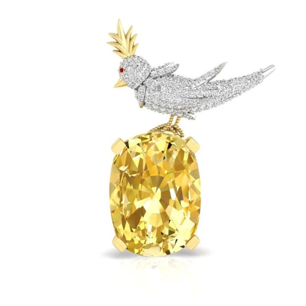 Broche de vêtements de fête de créateur, broche en diamant, broche à clip d’oiseau sur une roche, cadeau de Thanksgiving, broche d’oiseau Schumberger, broche pour homme ou femme.