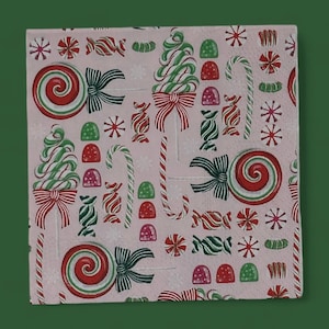 Christmas Candy Decoupage Napkins: Holiday Paper Crafts - Set of 2
