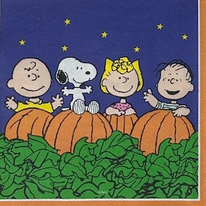Great Pumpkin Charlie Brown Luncheon Decoupage Napkins Peanuts Halloween Paper Craft Set of 2