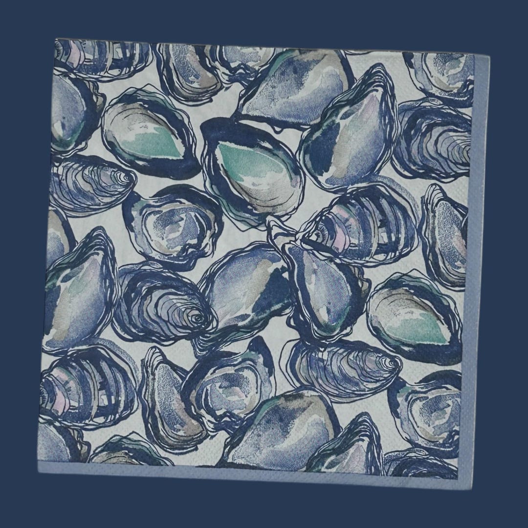 Shell Paper Napkins Oyster Shell Decoupage Napkins - Coastal Luncheon Paper Napkins 6.5” X ...