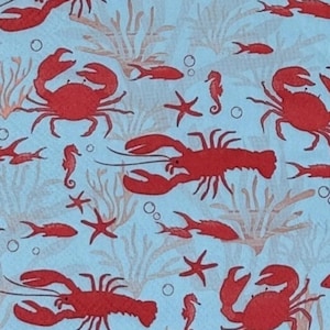 Decoupage NapkinsRed Crabs and Lobsters - Coastal Nautical Guest Towels for Paper Crafts, Mixed Media, Journaling, Beach Theme (Set of 2)