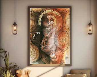 Divine Feminine Art Print: Sacred Geometry, Chakra Mandala, Yoga Decor
