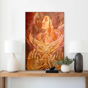 Abstract Canvas Wall Art Spiritual, Psychedelic Meditation Artwork & Decor, Trippy Yoga + Feminine Gift, Mudra Visionary Print - The Journey