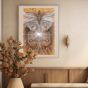 Obra de arte femenina divina de ángel abstracto para mujeres, póster de arte celestial, impresión de arte geométrico de chakras sagrados, regalo espiritual para ella - La estrella