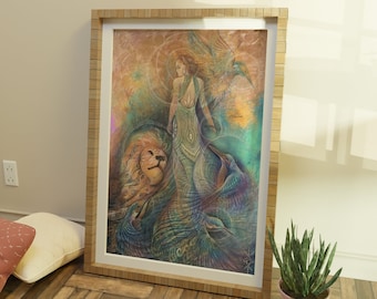 Mother Nature Art Print: Psychedelic Divine Feminine Goddess, Yoga Decor