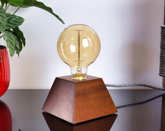Lampe Edison en acajou - Ampoule fournie- Style retro et design