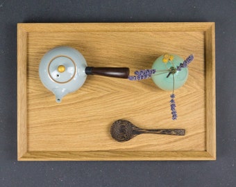 Dienblad van Japans eikenhout - Serveerblad - Thee- en koffieblad - Decoratie