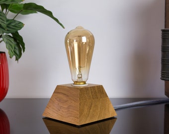 Lampe Edison retro en chêne - Ampoule fournie - vintage - industriel - Déco