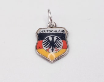 Vintage 800 argent Deutschland aigle armoiries Allemagne émail voyage bouclier pendentif à breloques bracelet collier allemand cadeau bijoux