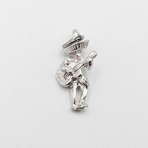 Vintage 925 Sterling Silver 3D Mexican Mariachi Figure for Bracelet - Silver People Jewellery for Collector / Gift