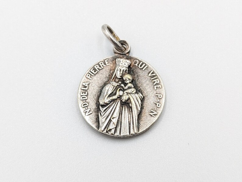 Vintage Silver Plate Religious Medal – Notre Dame De La Pierre-qui-vire ...