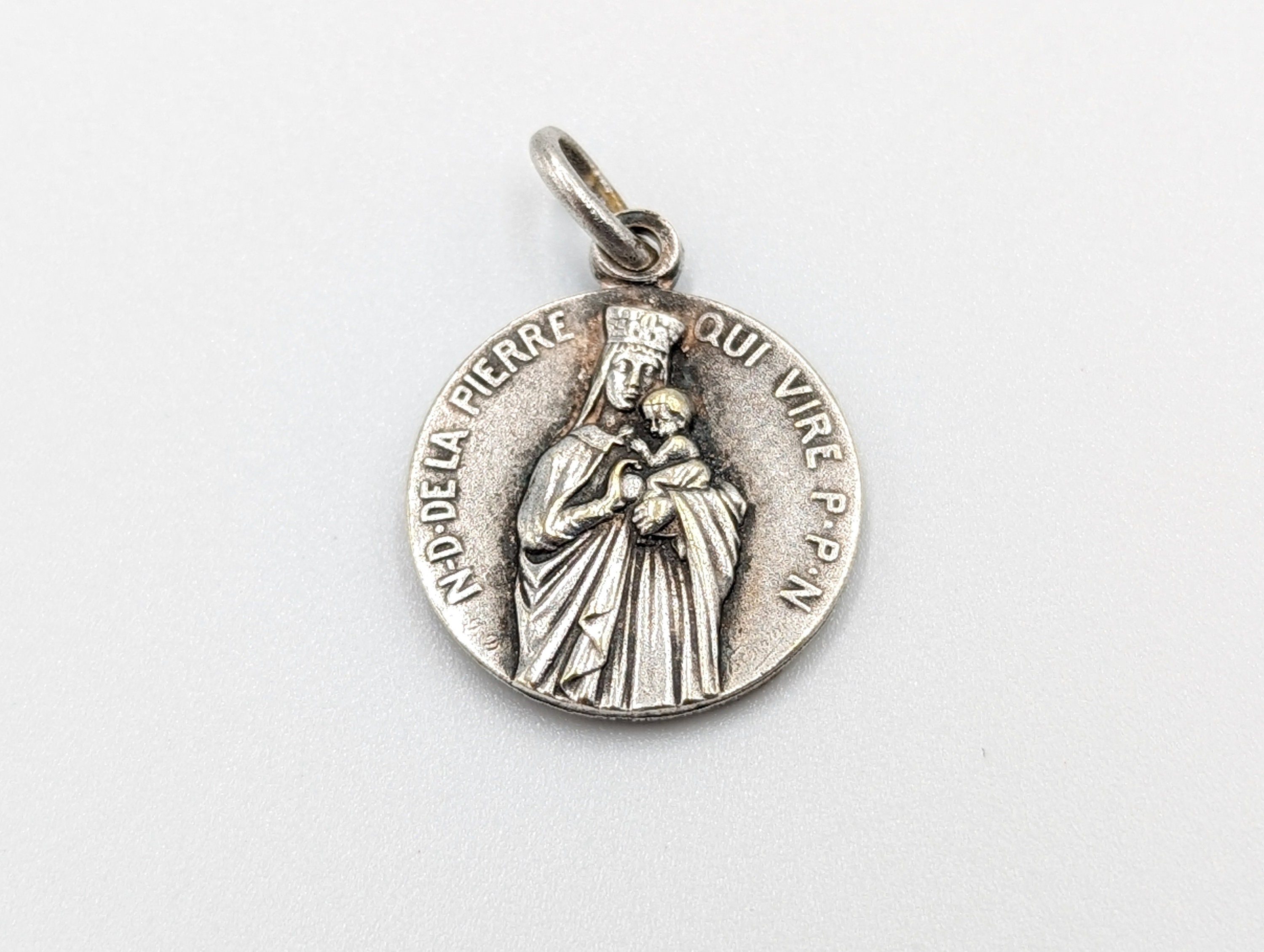 Vintage Silver Plate Religious Medal – Notre Dame De La Pierre-qui-vire ...
